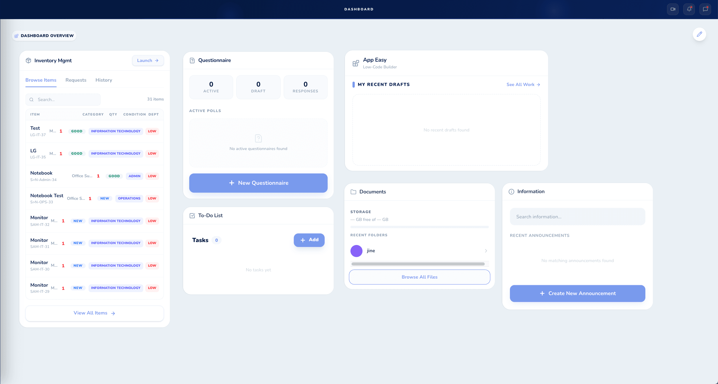 LoopWork dashboard