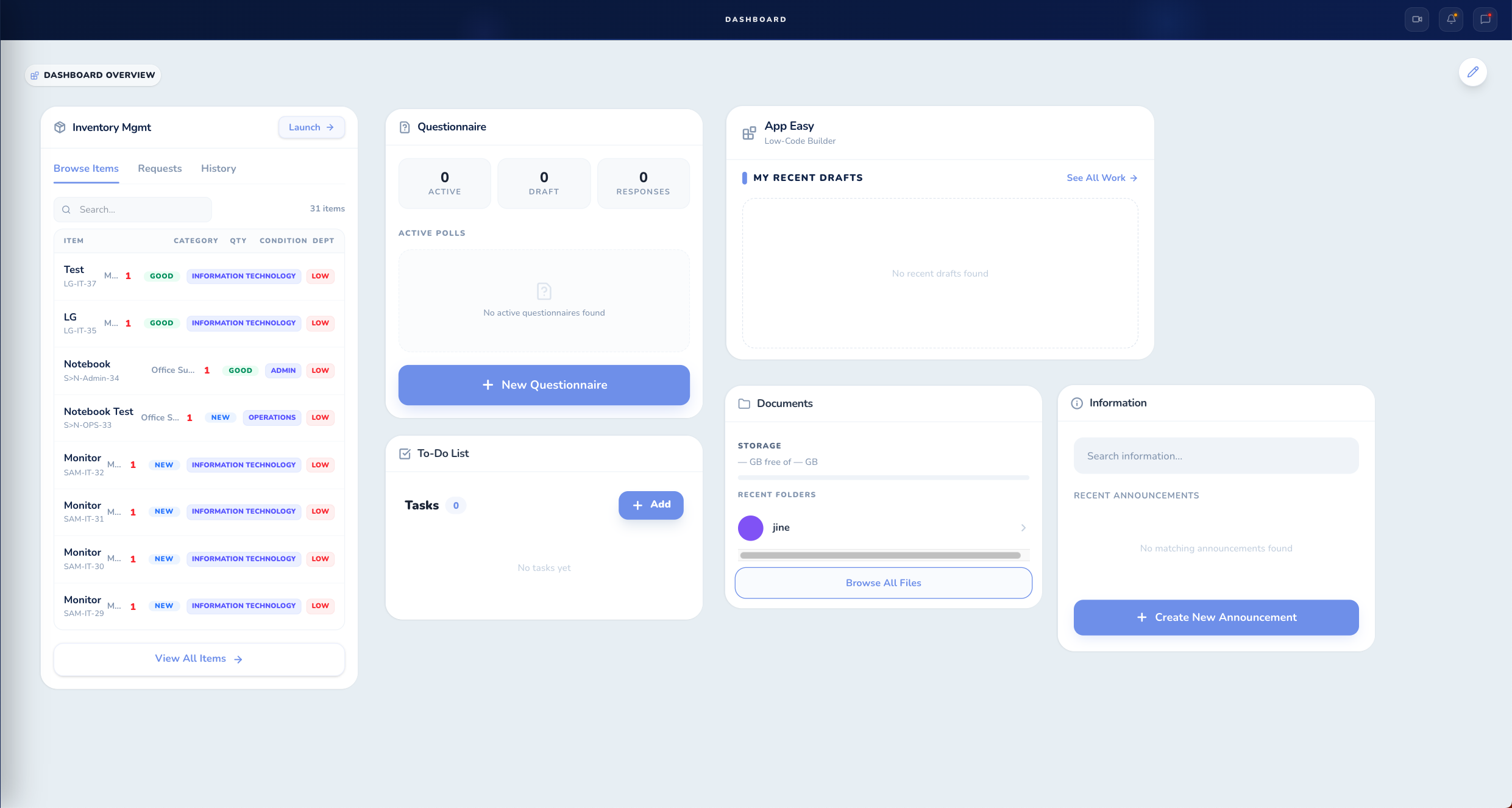Dashboard Screenshot